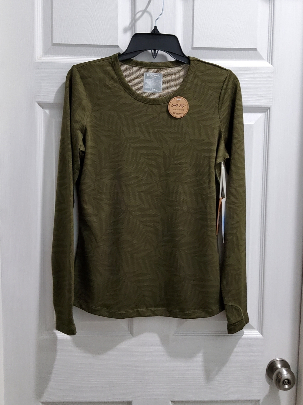 Women's Olive Green Long Sleeve Crew Neck Top